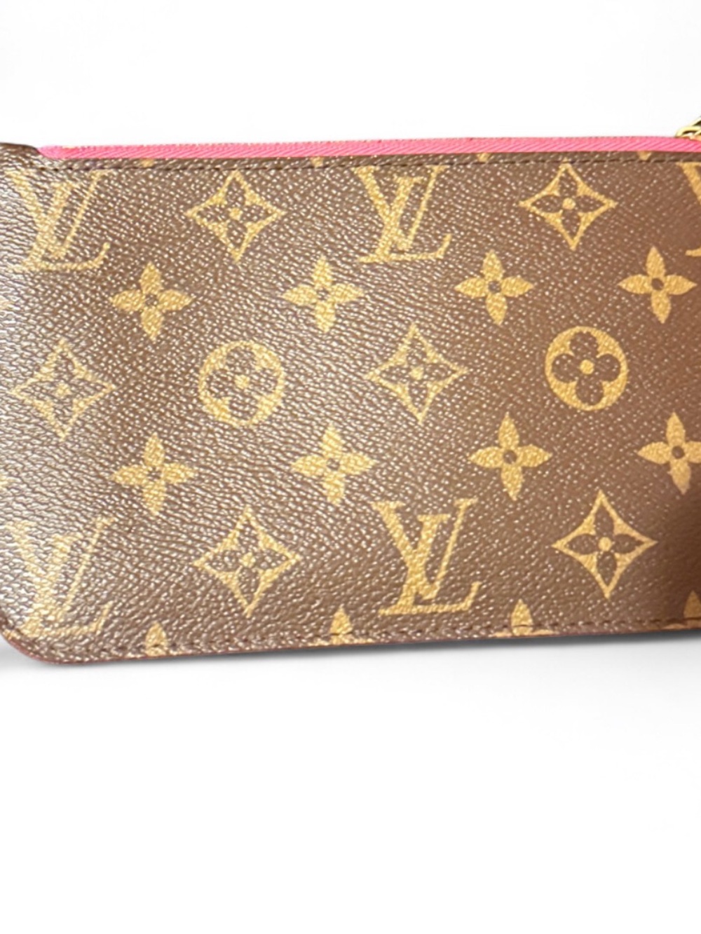 Louis Vuitton Monogram Canvas Wristlet with Pink Trim